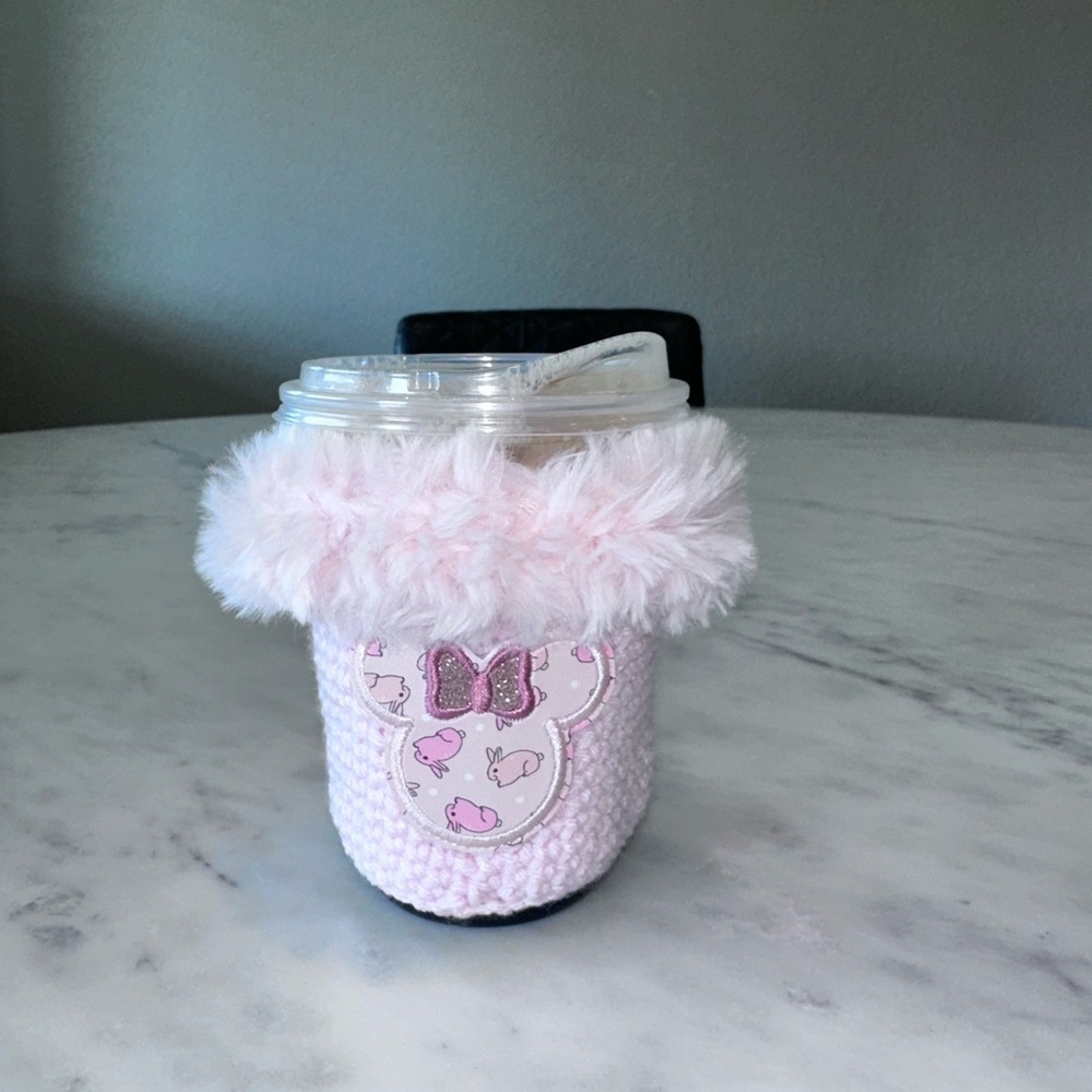 Crochet Minnie Mouse Bunnies Coffee Cozy